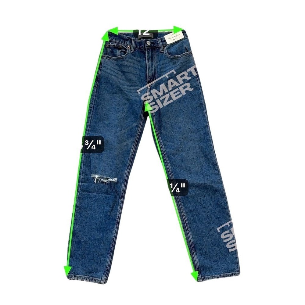 Abercrombie & Fitch Women's‎ High Rise Mom Jeans Size 25 Blue Distressed - Picture 7 of 7